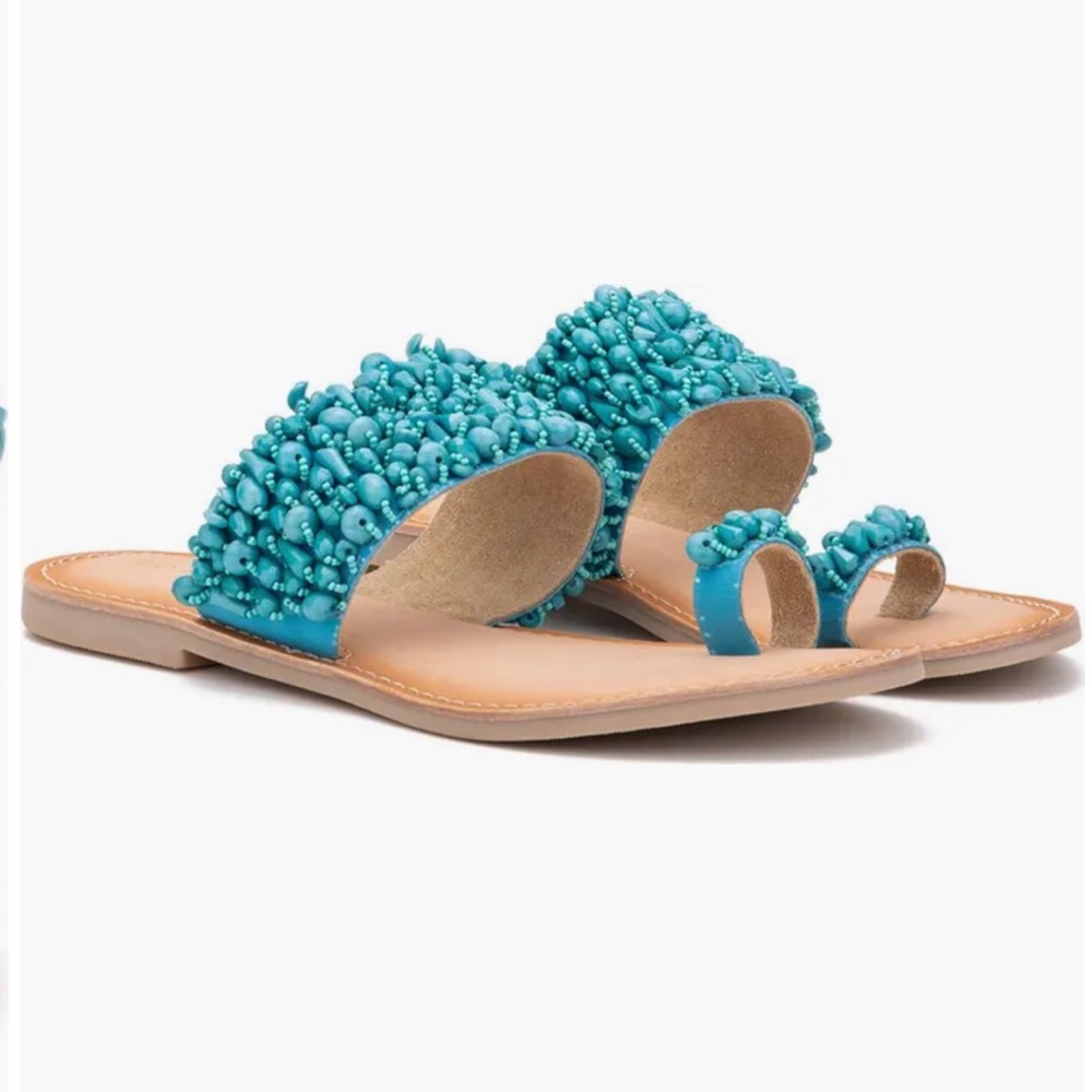 Torgeis New York aqua Beaded sandals 7